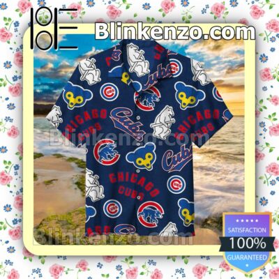 Chicago Cubs Navy Men Short Sleeve Shirts