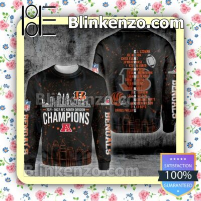 Cincinnati Bengals 2021-2022 Afc North Division Champions City Printed Hooded Jacket, Tee a