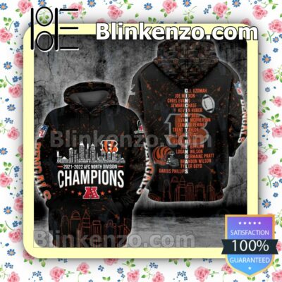 Cincinnati Bengals 2021-2022 Afc North Division Champions City Printed Hooded Jacket, Tee b