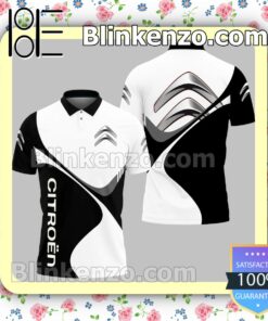 Citroen Automobile Brand White Black Polo Short Sleeve Shirt