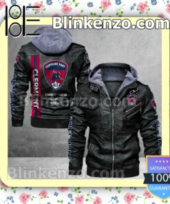 Clermont Foot Auvergne 63 Logo Print Motorcycle Leather Jacket