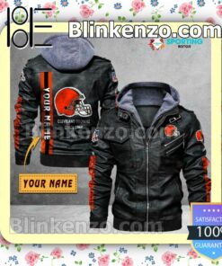 Cleveland Browns Custom Logo Print Motorcycle Leather Jacket