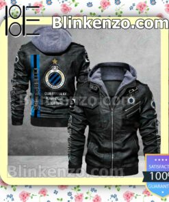 Club Brugge KV Logo Print Motorcycle Leather Jacket
