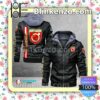 Degerfors IF Logo Print Motorcycle Leather Jacket