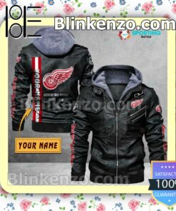 Detroit Red Wings Custom Logo Print Motorcycle Leather Jacket