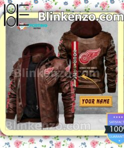 Detroit Red Wings Custom Logo Print Motorcycle Leather Jacket a