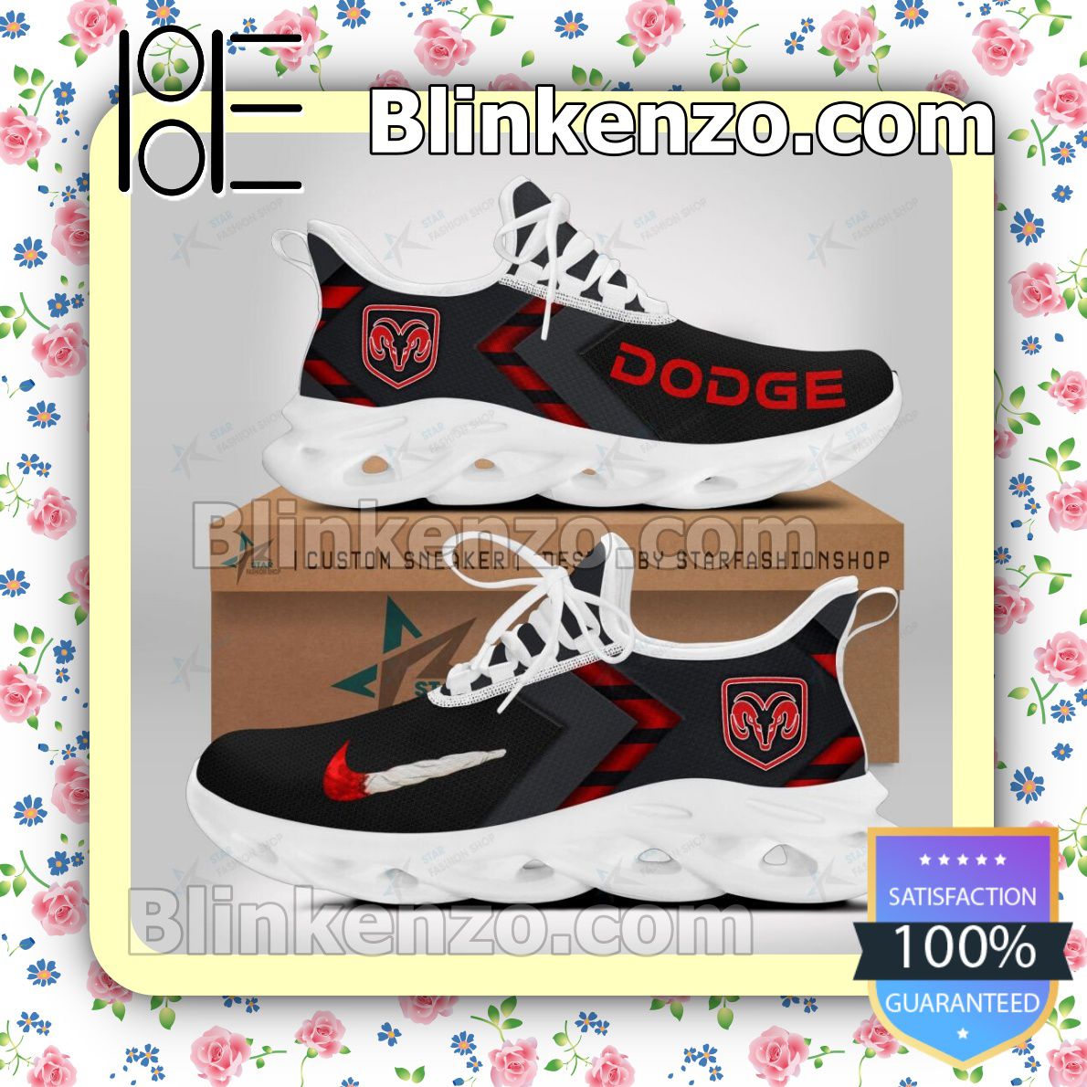 3D Dodge Logo Print Sports Sneaker