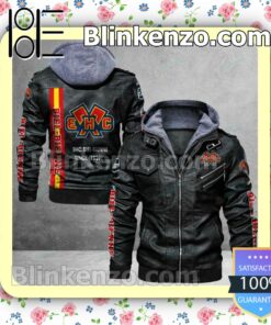 EHC Biel Logo Print Motorcycle Leather Jacket