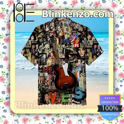 Elvis Lives Collage Men Short Sleeve Shirts