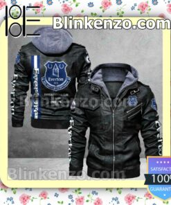 Everton F.C Logo Print Motorcycle Leather Jacket