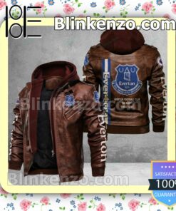 Everton F.C Logo Print Motorcycle Leather Jacket a