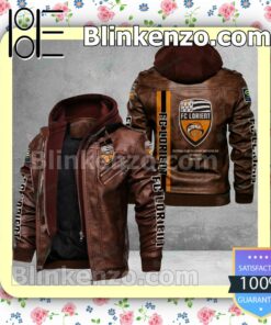 FC Lorient Logo Print Motorcycle Leather Jacket a