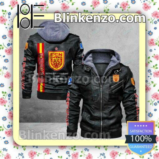 FC Nordsjælland Logo Print Motorcycle Leather Jacket