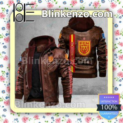 FC Nordsjælland Logo Print Motorcycle Leather Jacket a