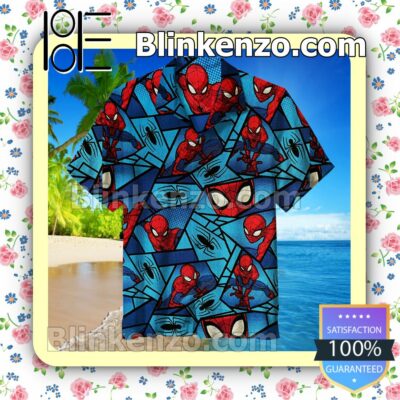 Fat Quarter Marvel Comics Spiderman Men Short Sleeve Shirts