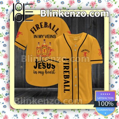 Fireball In My Veins Jesus In My Heart Custom Baseball Jersey for Men Women
