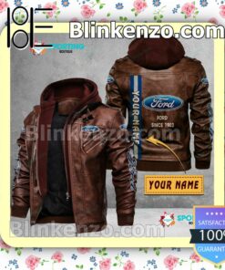 Ford Custom Logo Print Motorcycle Leather Jacket a