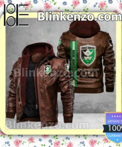 Francs Borains Logo Print Motorcycle Leather Jacket a