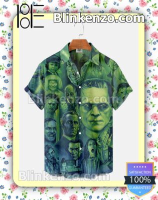 Frankenstein And Horror Characters Green Abstract Halloween 2022 Idea Shirt