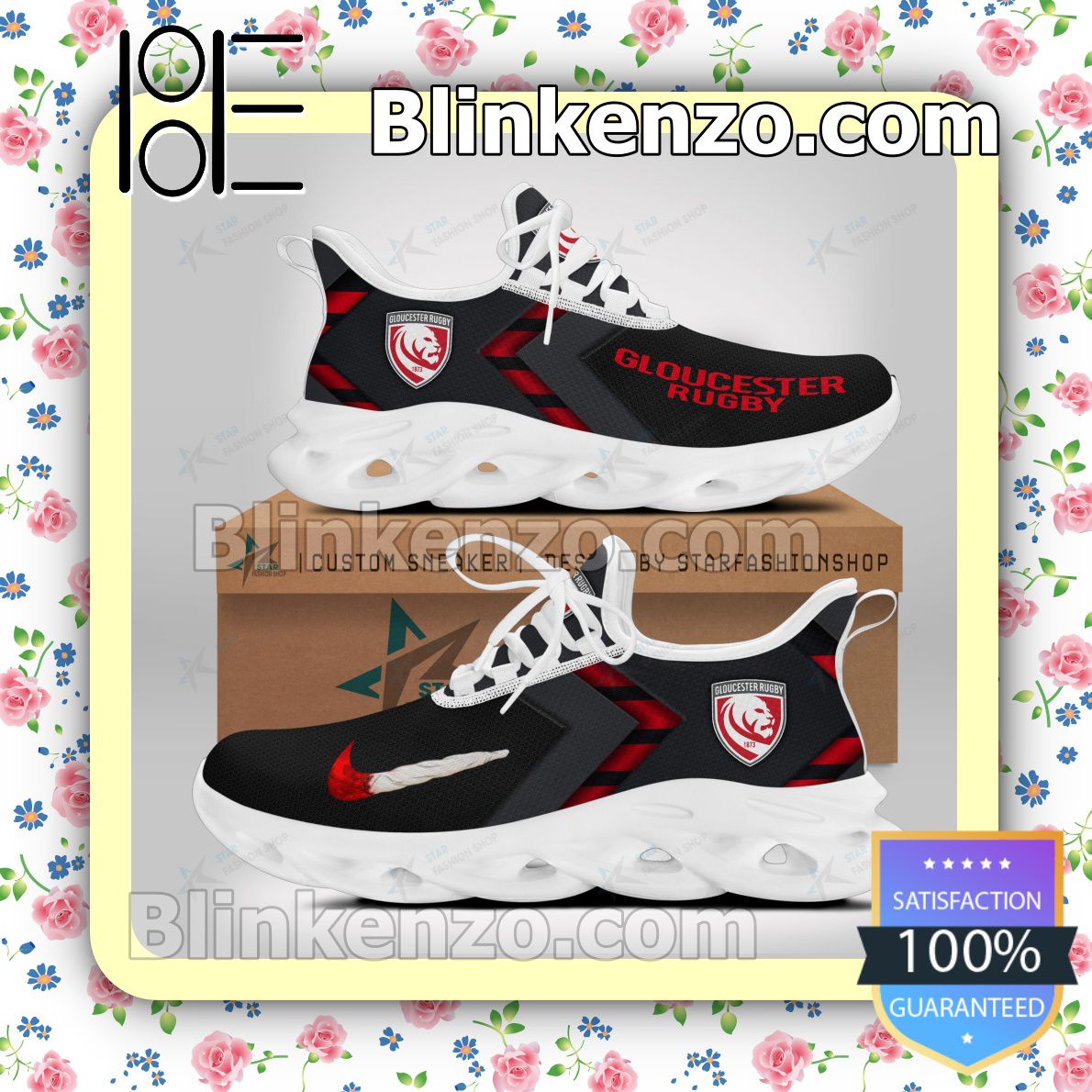 Hot Gloucester Rugby Logo Print Sports Sneaker