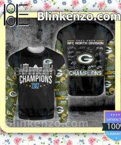 Green Bay Packers 2021- 2022 Nfc North Division Champions Signatures Hooded Jacket, Tee a