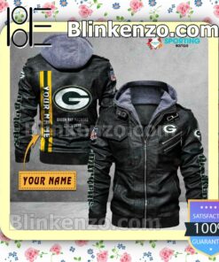 Green Bay Packers Custom Logo Print Motorcycle Leather Jacket