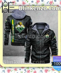 HC Thurgau Logo Print Motorcycle Leather Jacket