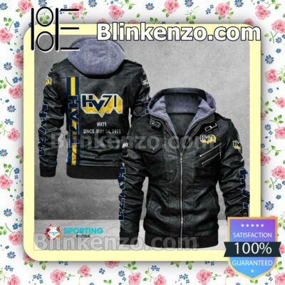 HV71 Logo Print Motorcycle Leather Jacket