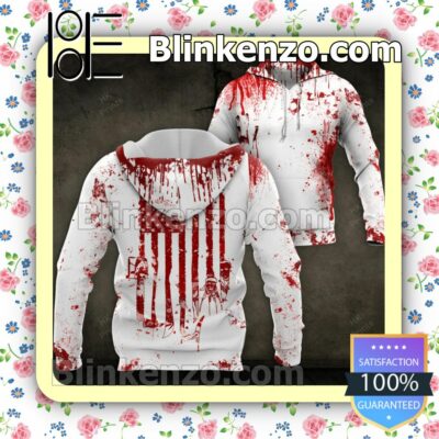 Halloween Horror American Flag Blood Stains Hoodie, Sweatpants