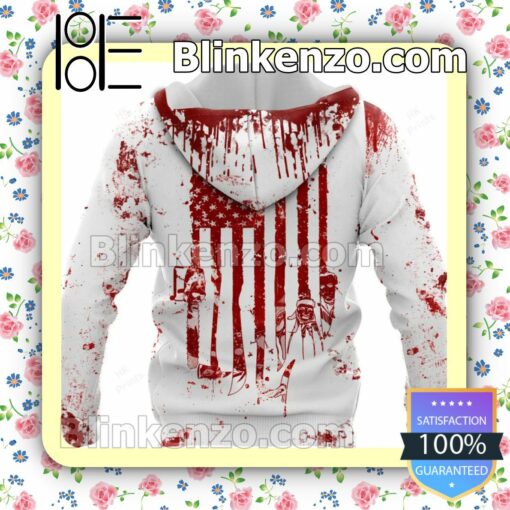 Halloween Horror American Flag Blood Stains Hoodie, Sweatpants b