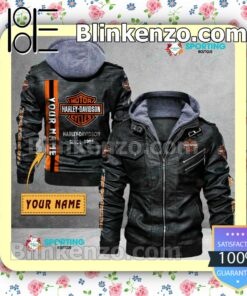 Harley-Davidson Custom Logo Print Motorcycle Leather Jacket