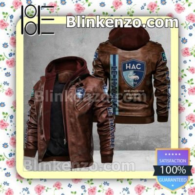 Havre Athletic Club Logo Print Motorcycle Leather Jacket a