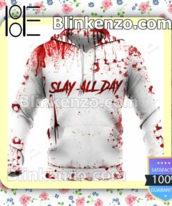 Horror Characters Slay All Day Blood Stains Halloween Hoodie, Sweatpants a