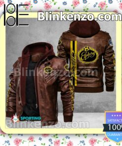 IF Elfsborg Logo Print Motorcycle Leather Jacket a