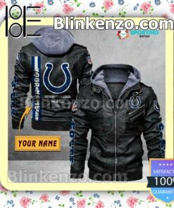 Indianapolis Colts Custom Logo Print Motorcycle Leather Jacket