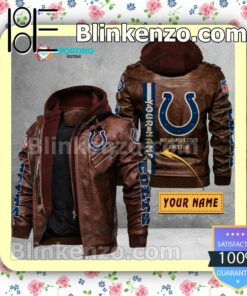 Indianapolis Colts Custom Logo Print Motorcycle Leather Jacket a