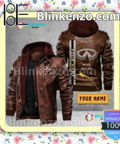 Infiniti Custom Logo Print Motorcycle Leather Jacket a