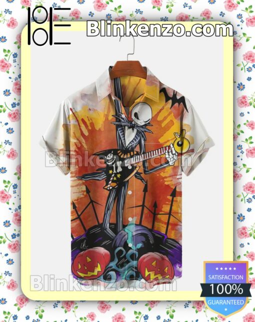 Jack Skellington Playing Guitar Splash Halloween Halloween 2022 Idea Shirt