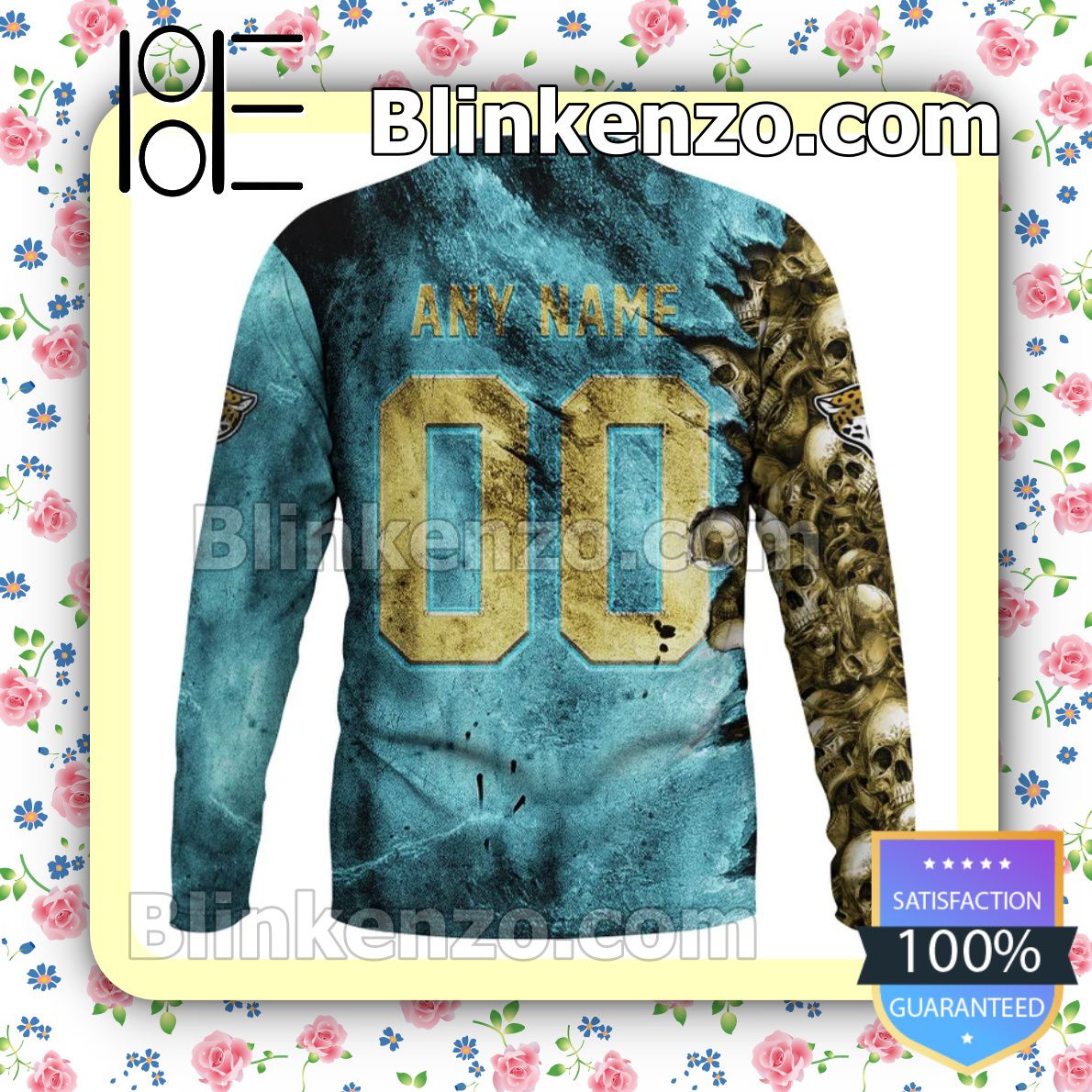 Jacksonville Jaguars Skull And Flower Halloween Hawaiian Shirt For