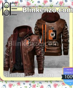 K.M.S.K. Deinze Logo Print Motorcycle Leather Jacket a