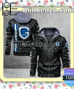 K.R.C. Genk Logo Print Motorcycle Leather Jacket