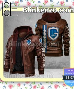 K.R.C. Genk Logo Print Motorcycle Leather Jacket a