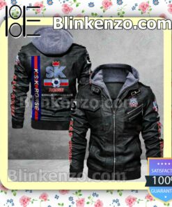 K.S.K. Ronse Logo Print Motorcycle Leather Jacket