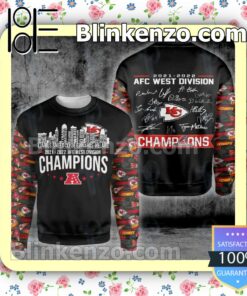 Kansas City Chiefs 2021-2022 Afc West Division Champions City Printed Hooded Jacket, Tee a