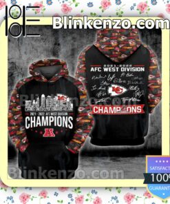 Kansas City Chiefs 2021-2022 Afc West Division Champions City Printed Hooded Jacket, Tee b