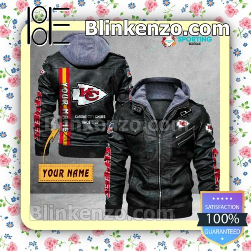 Kansas City Chiefs Custom Logo Print Motorcycle Leather Jacket