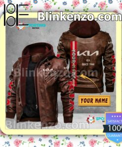 Kia Custom Logo Print Motorcycle Leather Jacket a