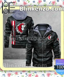 Lausanne Hockey Club Logo Print Motorcycle Leather Jacket