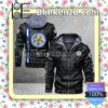 Leicester City F.C Logo Print Motorcycle Leather Jacket