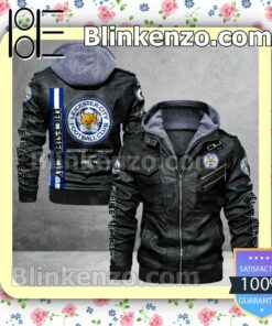 Leicester City F.C Logo Print Motorcycle Leather Jacket